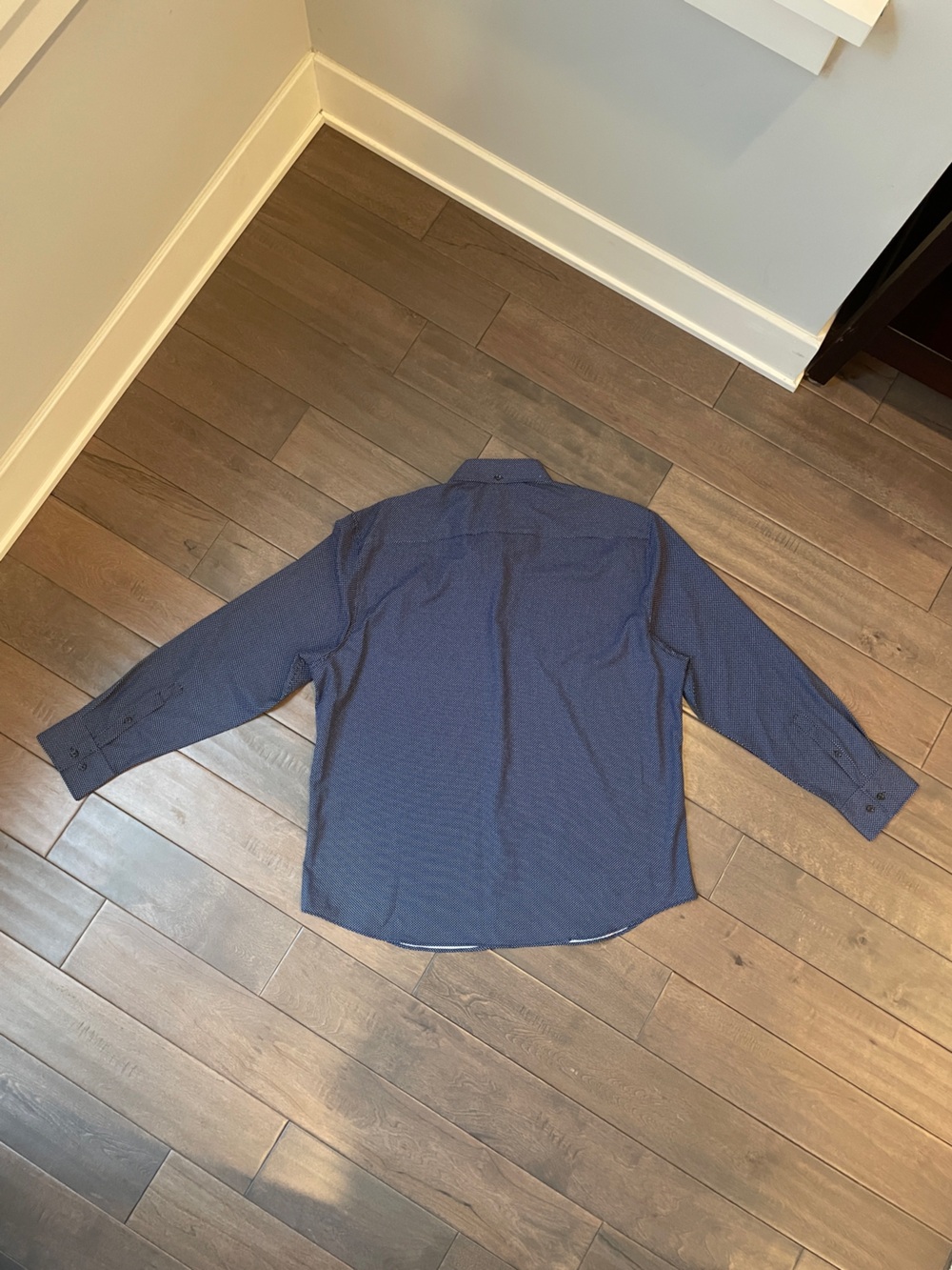 Con.Struct Navy/White Microdot/Polka Dot Slim Fit Performance Shirt - Size XL - Picture 10 of 10